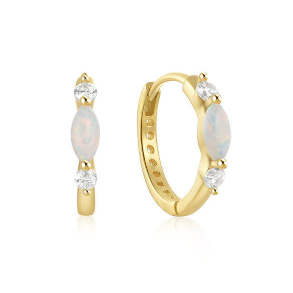 925 Sterling Silver Earrings With Natural Opal And Microencrusted Zircon Seiko Crafted