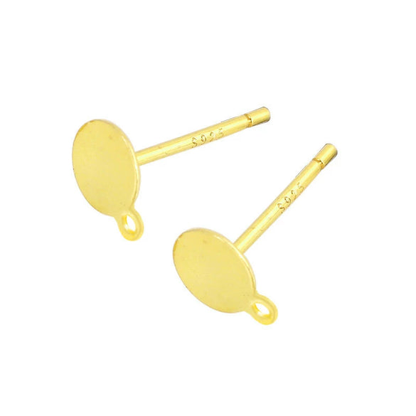 Sterling Silver Earrings With Pendant 18K Gold Plated Diy Silver Accessories