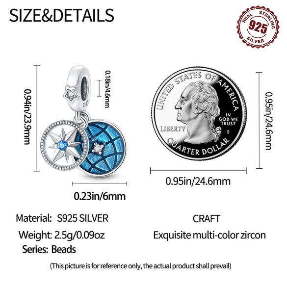 Sterling Silver 925 Earth Twopiece Set Charm Epoxy Original Design Jewelry Diy Bracelet Accessories