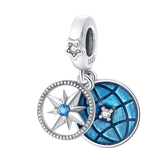 Sterling Silver 925 Earth Twopiece Set Charm Epoxy Original Design Jewelry Diy Bracelet Accessories