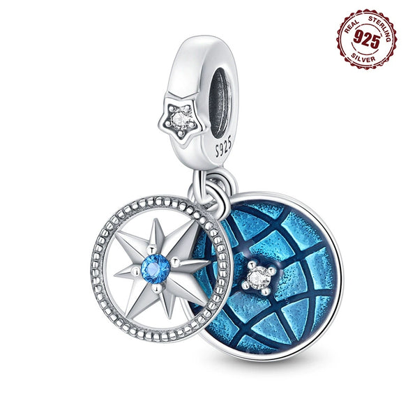 Sterling Silver 925 Earth Twopiece Set Charm Epoxy Original Design Jewelry Diy Bracelet Accessories