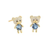 925 Sterling Silver Electroplated Bear Pendant Necklace And Stud Earrings Set For Women Fashion Jewelry