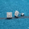 925 Sterling Silver Electroplated Geometric Flower Earrings With Four Claw Micro Inlaid Special Shaped Stone Design