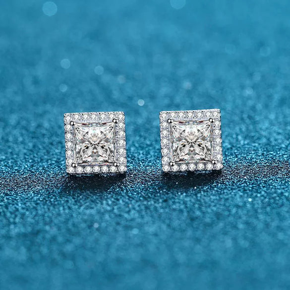 925 Sterling Silver Electroplated Geometric Flower Earrings With Four Claw Micro Inlaid Special Shaped Stone Design