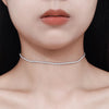 Sterling Silver Elegant Lady Inlay Geometric Moissanite Zircon Choker