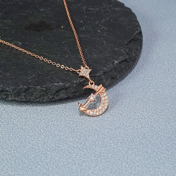 925 Sterling Silver Elegant Star Pendant Necklace With O Chain Electroplated Natural Style Clavicle Chain For Women