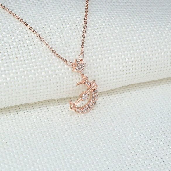 925 Sterling Silver Elegant Star Pendant Necklace With O Chain Electroplated Natural Style Clavicle Chain For Women