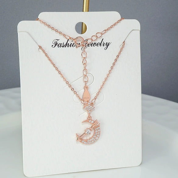 925 Sterling Silver Elegant Star Pendant Necklace With O Chain Electroplated Natural Style Clavicle Chain For Women