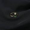 Sterling Silver Emerald Zircon Crown Ring For Women With Adjustable Open Design Electroplated Finish And Drop Shape Detailing