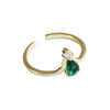 Sterling Silver Emerald Zircon Crown Ring For Women With Adjustable Open Design Electroplated Finish And Drop Shape Detailing