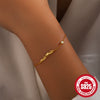925 Sterling Silver English Letter Mama Electroplated Simple Geometric Women's Bracelet
