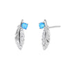 925 Sterling Silver Feather Earrings Inlaid Zircon Light Luxury Natural Design For Women