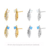 925 Sterling Silver Feather Earrings Inlaid Zircon Light Luxury Natural Design For Women