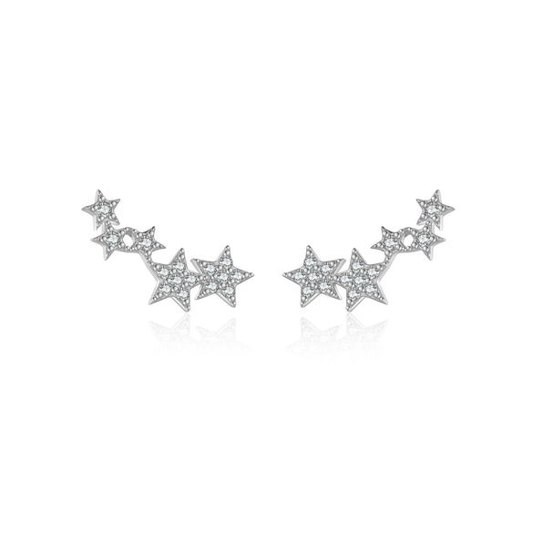 925 Sterling Silver Fivepointed Star Ear Studs For Women With Electroplating In Cold And Simple Style