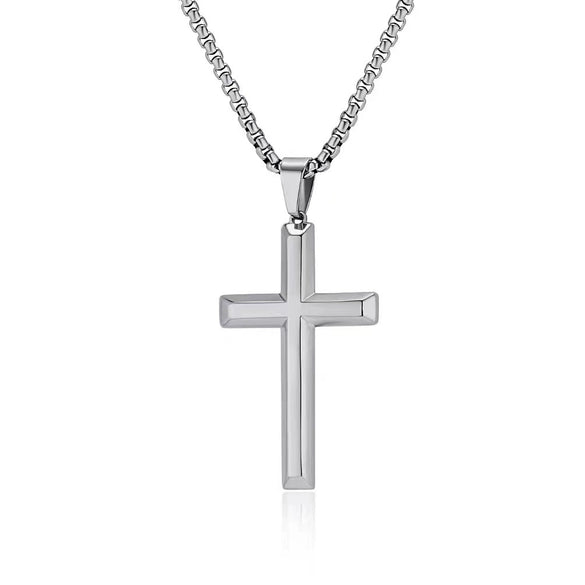 925 Sterling Silver Flat Cross Pendant Necklace Geometric Electroplated Cross Chain Light Luxury Cold Style Unisex Necklace