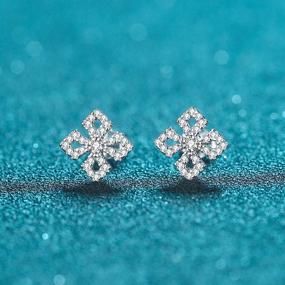 925 Sterling Silver Flower Earrings With Moissanite And Freshwater Pearl Natural Floral Electroplated Stud Earrings For Women