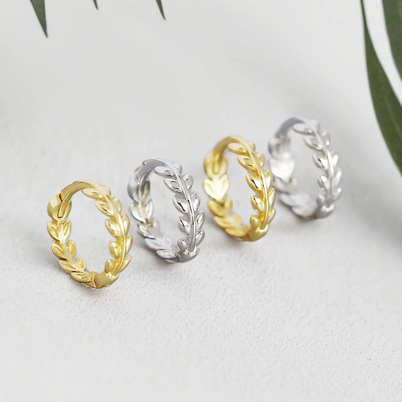 925 Sterling Silver Flower Pattern Fashion Exquisite Single Earrings With Leaves And Plain Ring Ear Buckle Seiko Crafted