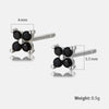 Sterling Silver Flower Stud Earrings With Zircon Inlay Geometric Pattern Electroplated