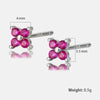 Sterling Silver Flower Stud Earrings With Zircon Inlay Geometric Pattern Electroplated