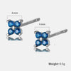 Sterling Silver Flower Stud Earrings With Zircon Inlay Geometric Pattern Electroplated