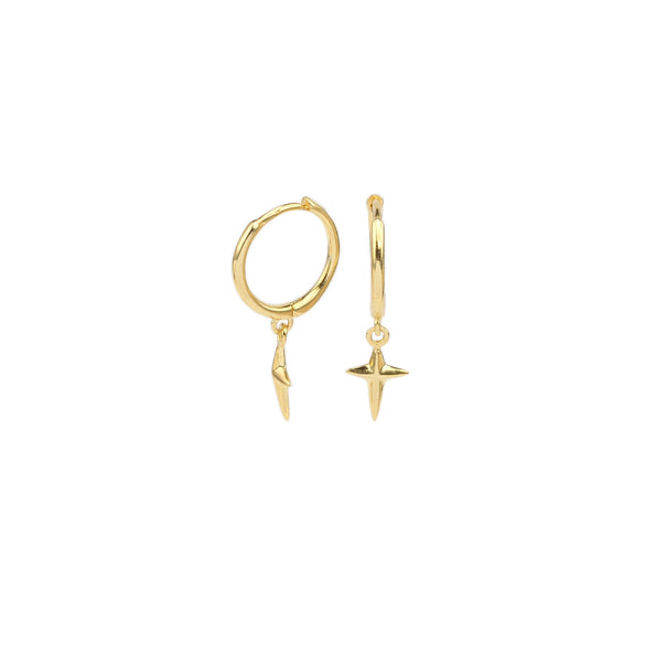 Sterling Silver Four Corner Star Niche Style Earrings