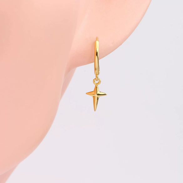 Sterling Silver Four Corner Star Niche Style Earrings