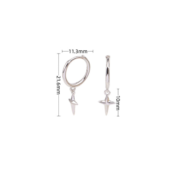Sterling Silver Four Corner Star Niche Style Earrings