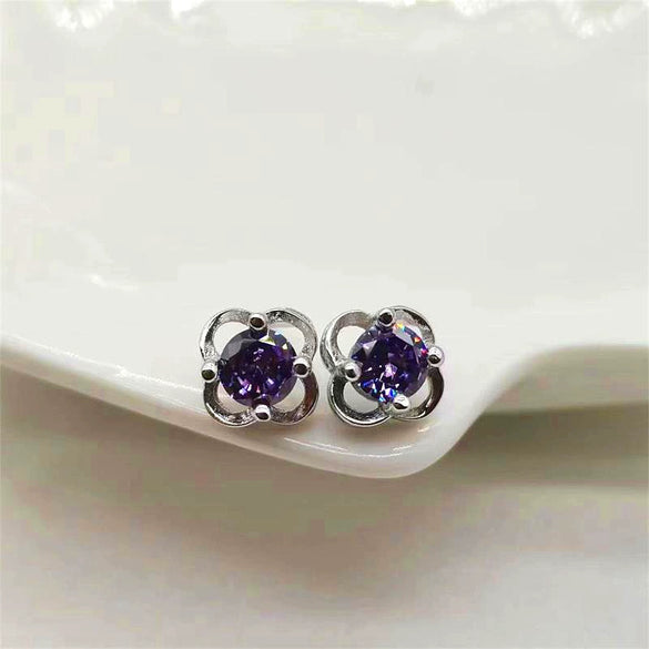 925 Sterling Silver Four Leaf Clover Earrings With Hollow Leaf Design And Diamond Accents For Women And Unisex Fashion Jewelry
