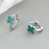 925 Sterling Silver Four Leaf Geometric Ear Buckle Earrings For Women With Enamel Finish And Electroplated Craftsmanship