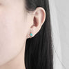 925 Sterling Silver Four Leaf Geometric Ear Buckle Earrings For Women With Enamel Finish And Electroplated Craftsmanship