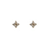 Sterling Silver Fourleaf Clover Flower Shape Earrings For Women 14K Goldplated With Fourdiamond Zircon