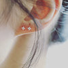 Sterling Silver Fourleaf Clover Flower Shape Earrings For Women 14K Goldplated With Fourdiamond Zircon