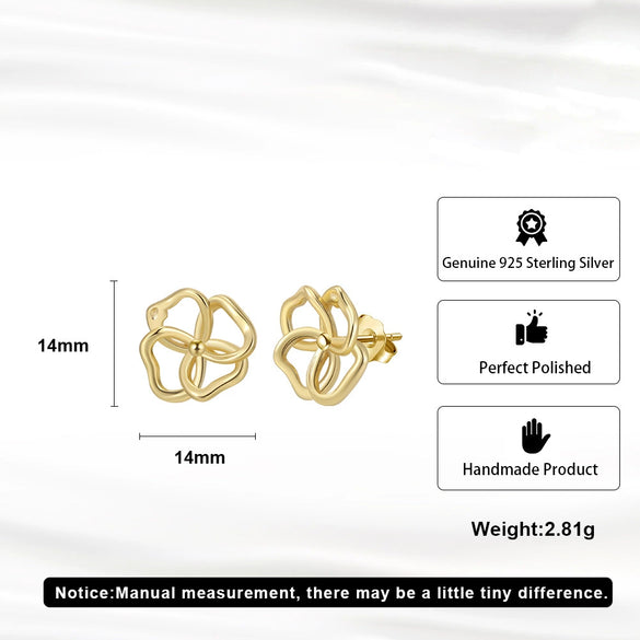 Sterling Silver Fourleaf Clover Geometric Electroplated Women's Earrings