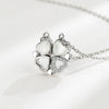 Sterling Silver 925 Fourleaf Clover Geometric Love Opal Women's Clavicle Necklace