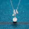 925 Sterling Silver Freshwater Pearl And Moissanite Necklace For Women With Cross Chain Electroplated Floral Constellation Style