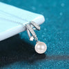 925 Sterling Silver Freshwater Pearl And Moissanite Necklace For Women With Cross Chain Electroplated Floral Constellation Style