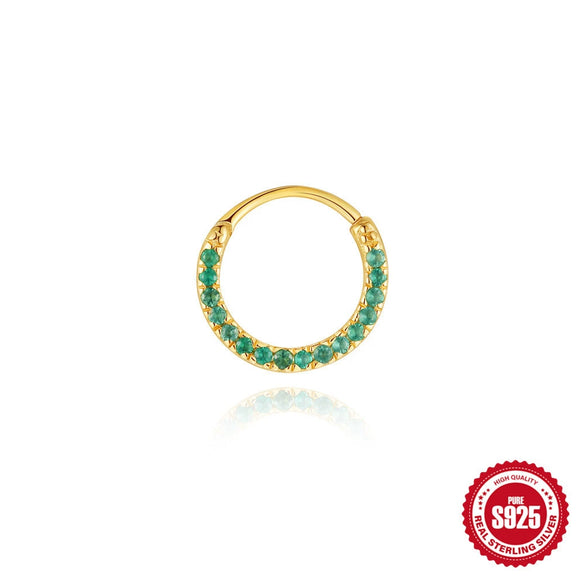 Sterling Silver Geometric Agate Encrusted Opal Ear Bone And Nose Ring For Women And Men With Environmentally Friendly Electroplating