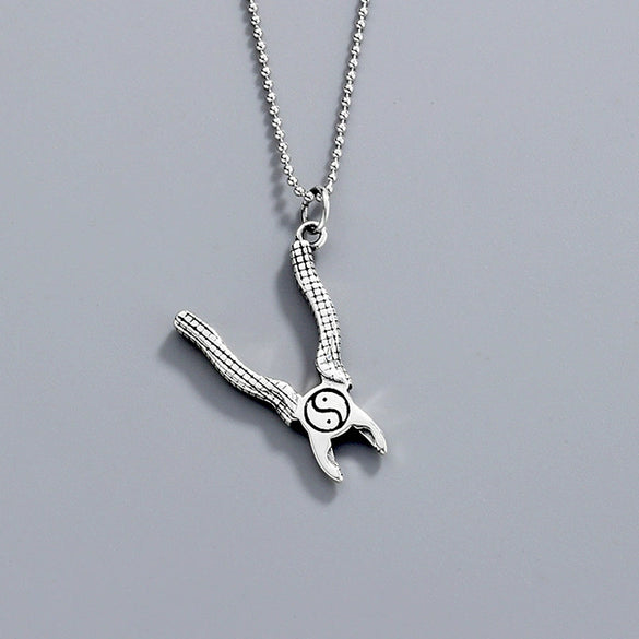 925 Sterling Silver Geometric Ball Chain Necklace With Electroplated Pendant Street Fashion Jewelry For Women And Men