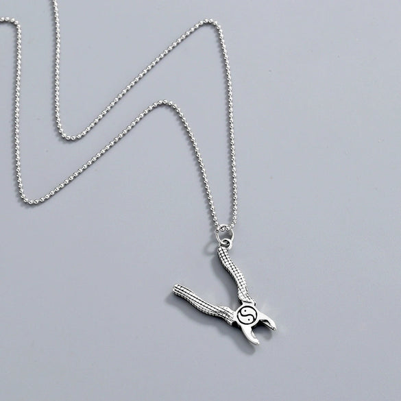 925 Sterling Silver Geometric Ball Chain Necklace With Electroplated Pendant Street Fashion Jewelry For Women And Men