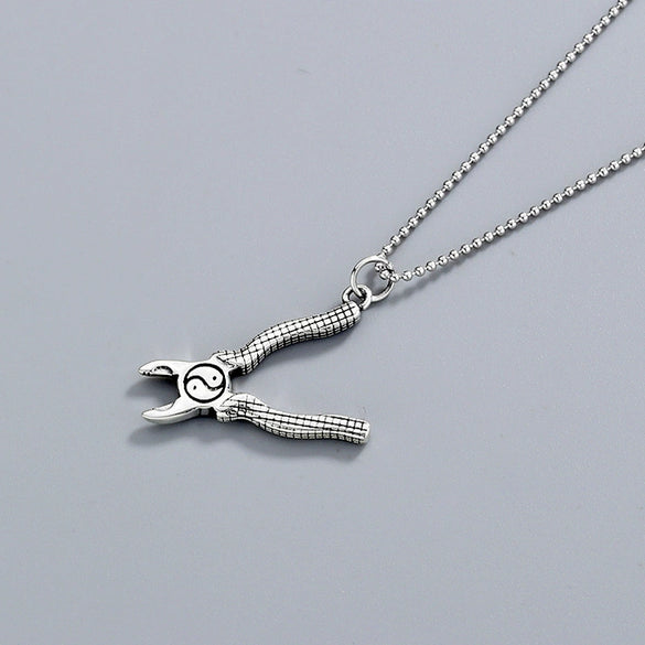 925 Sterling Silver Geometric Ball Chain Necklace With Electroplated Pendant Street Fashion Jewelry For Women And Men