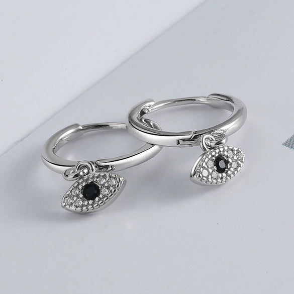 Sterling Silver Geometric Blue Eye Earrings Retro Electroplated Ear Buckle Style Fashion Jewelry For Women