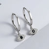 Sterling Silver Geometric Blue Eye Earrings Retro Electroplated Ear Buckle Style Fashion Jewelry For Women