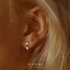 Sterling Silver Geometric Blue Zirconium Minimalist Women's Earrings With French Tassel
