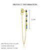 Sterling Silver Geometric Blue Zirconium Minimalist Women's Earrings With French Tassel