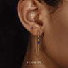 Sterling Silver Geometric Blue Zirconium Minimalist Women's Earrings With French Tassel