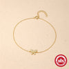 925 Sterling Silver Geometric Butterfly Zircon Encrusted All Match Anklet For Women