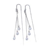 925 Sterling Silver Geometric Cat's Eye Tassel Ear Line Earrings For Women Elegant Long Dangle Niche Design