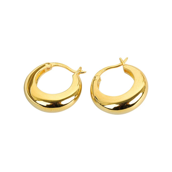 Sterling Silver Geometric Circle Earrings Elegant Minimalist Electroplated Light Luxury Stud Earrings For Women