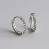 925 Sterling Silver Geometric Circle Zircon Inlay Earrings For Women With Diamond Cut Trendy Hoop Style