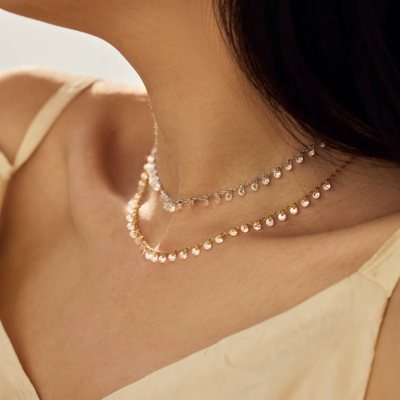 Sterling Silver 925 Geometric Clavicle Chain Necklace For Women Electroplated